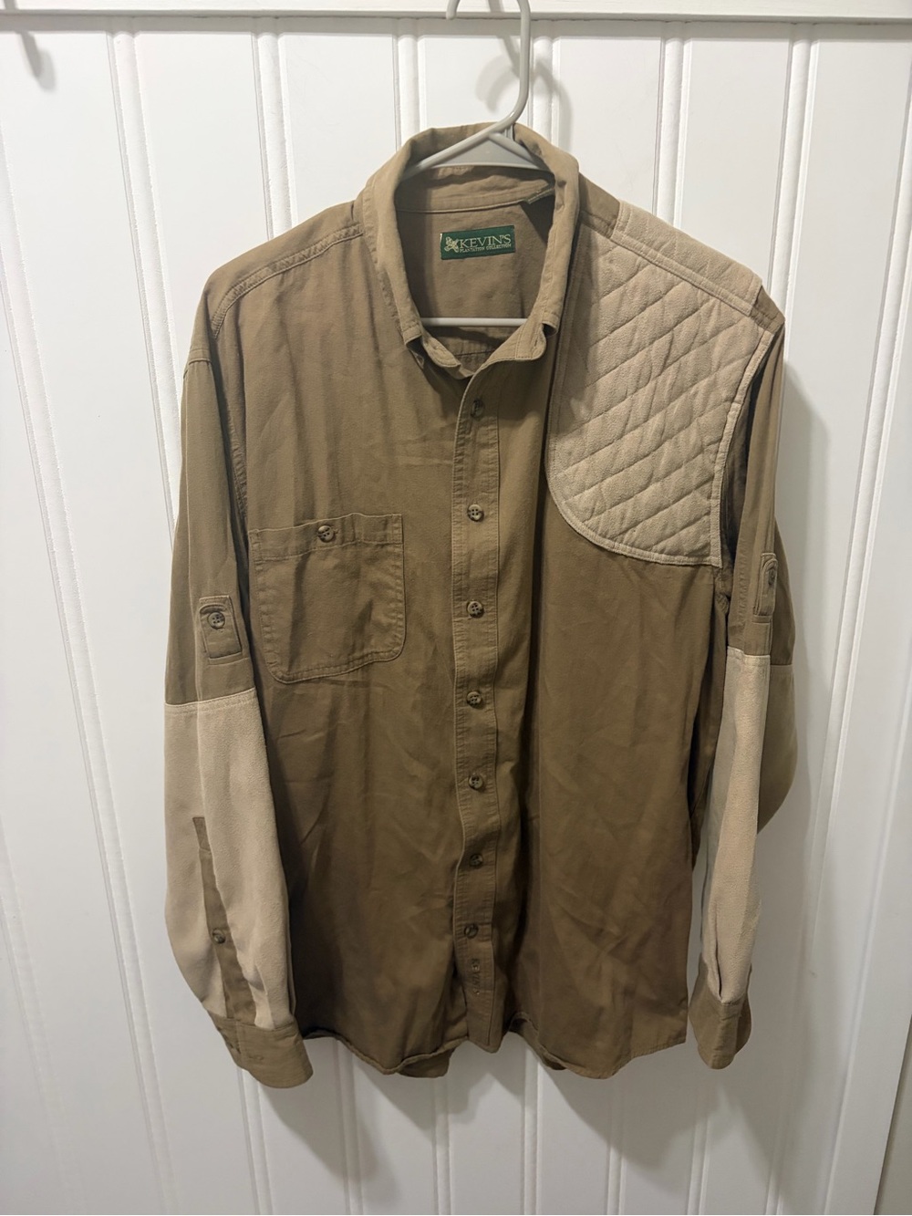 Kevin's Plantation Collection Men's Large Cotton Shooting Shirt Khaki Brown
